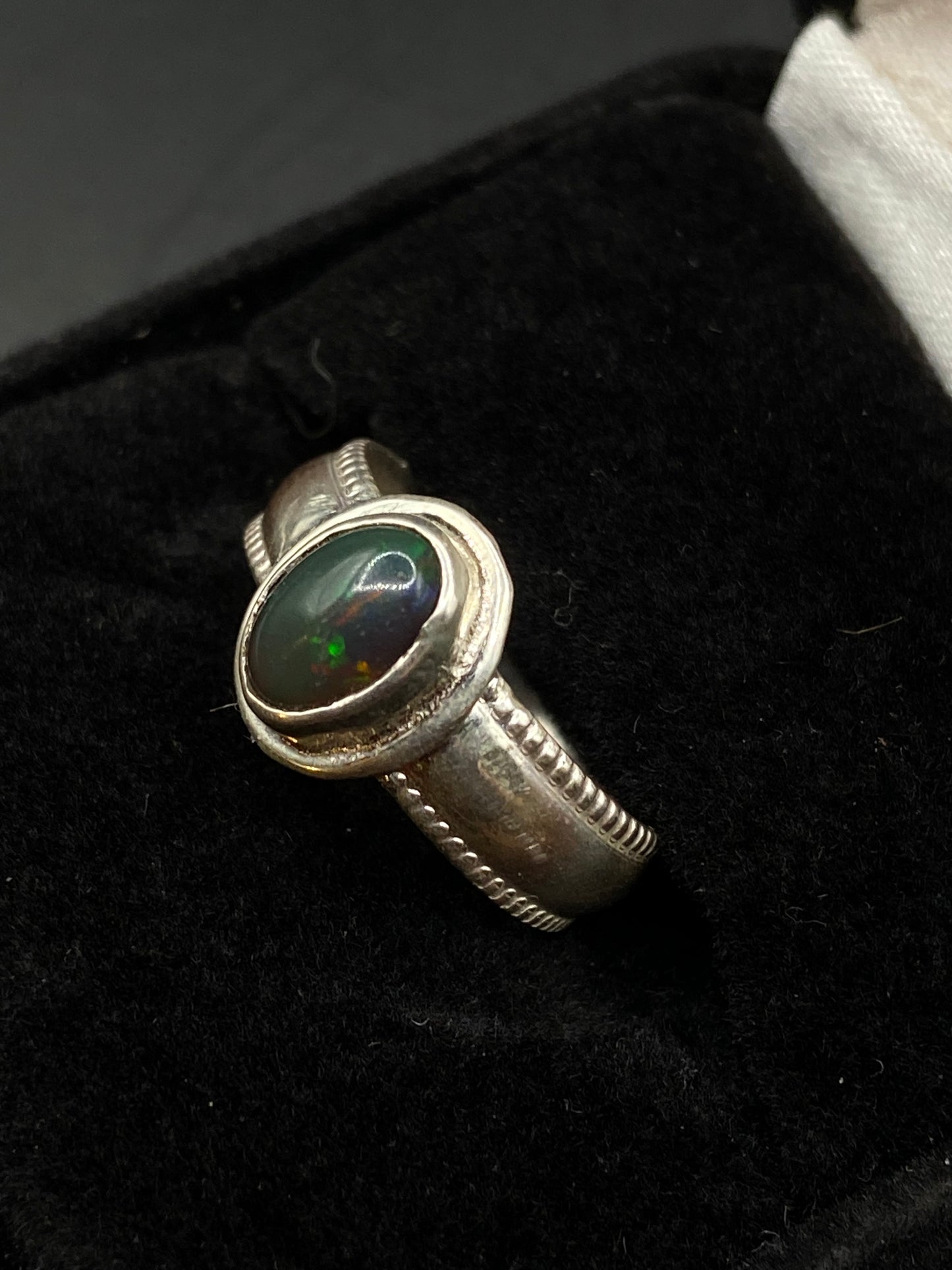 Australian black opal ring