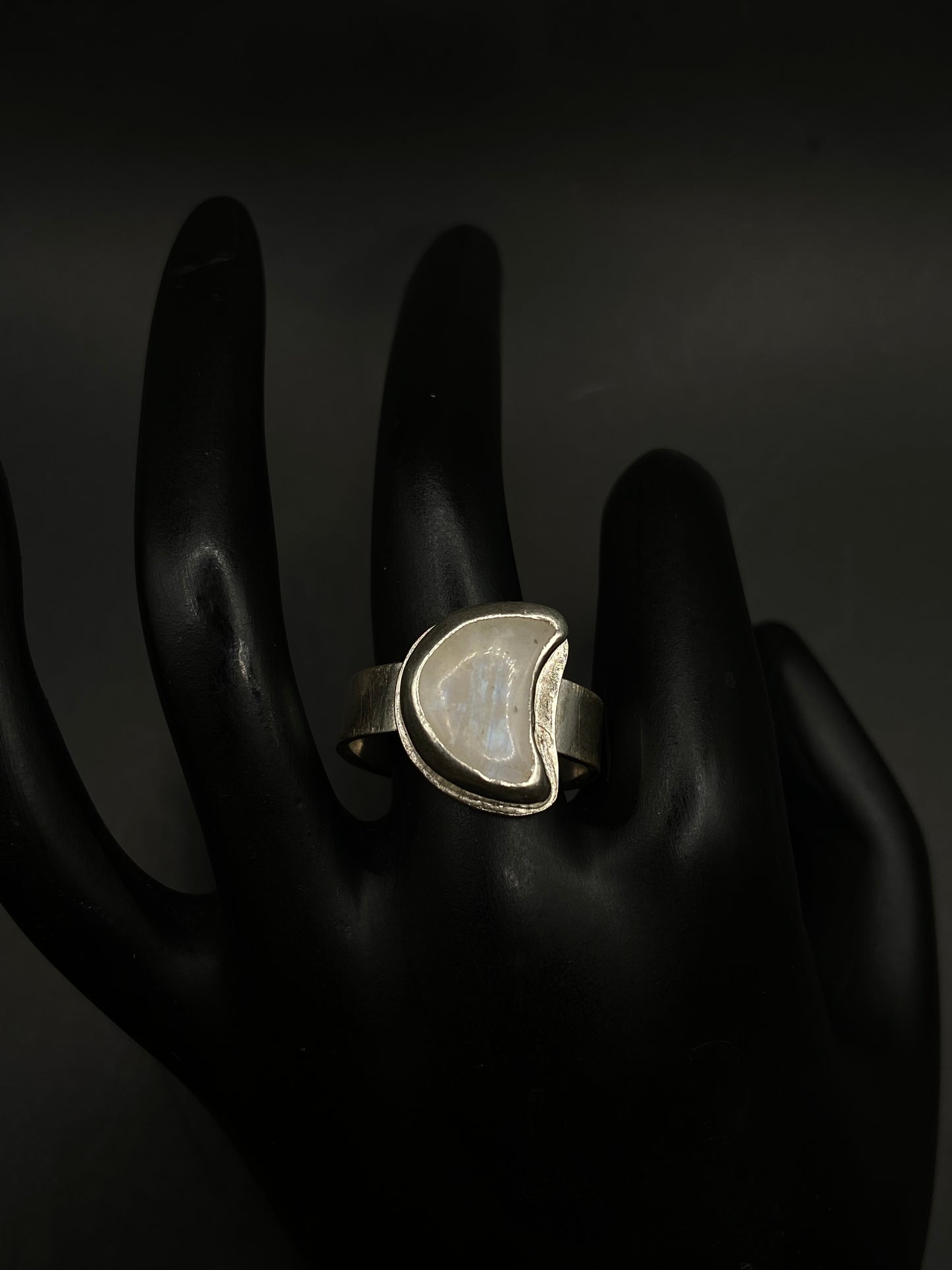 Moonstone moon ring