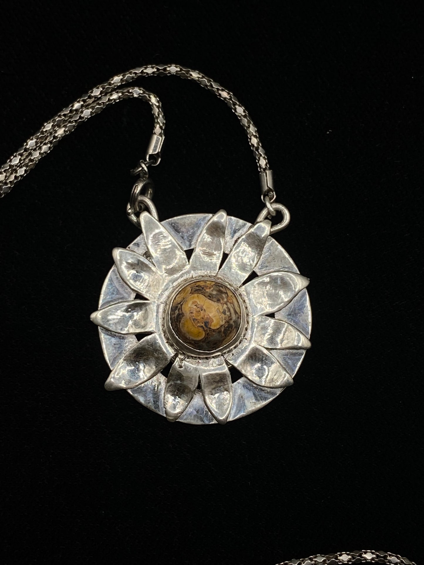 Sterling silver sunflower pendant