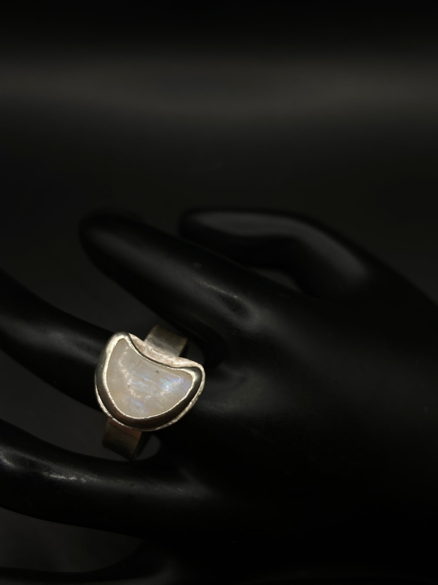 Moonstone moon ring