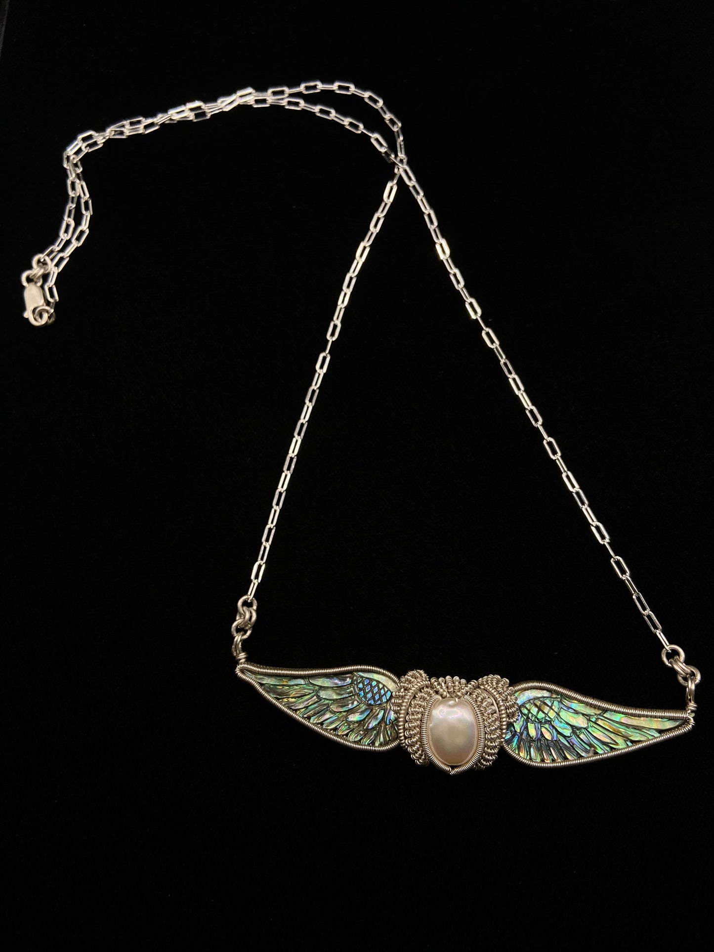 Pearl and Abalone winged pendant