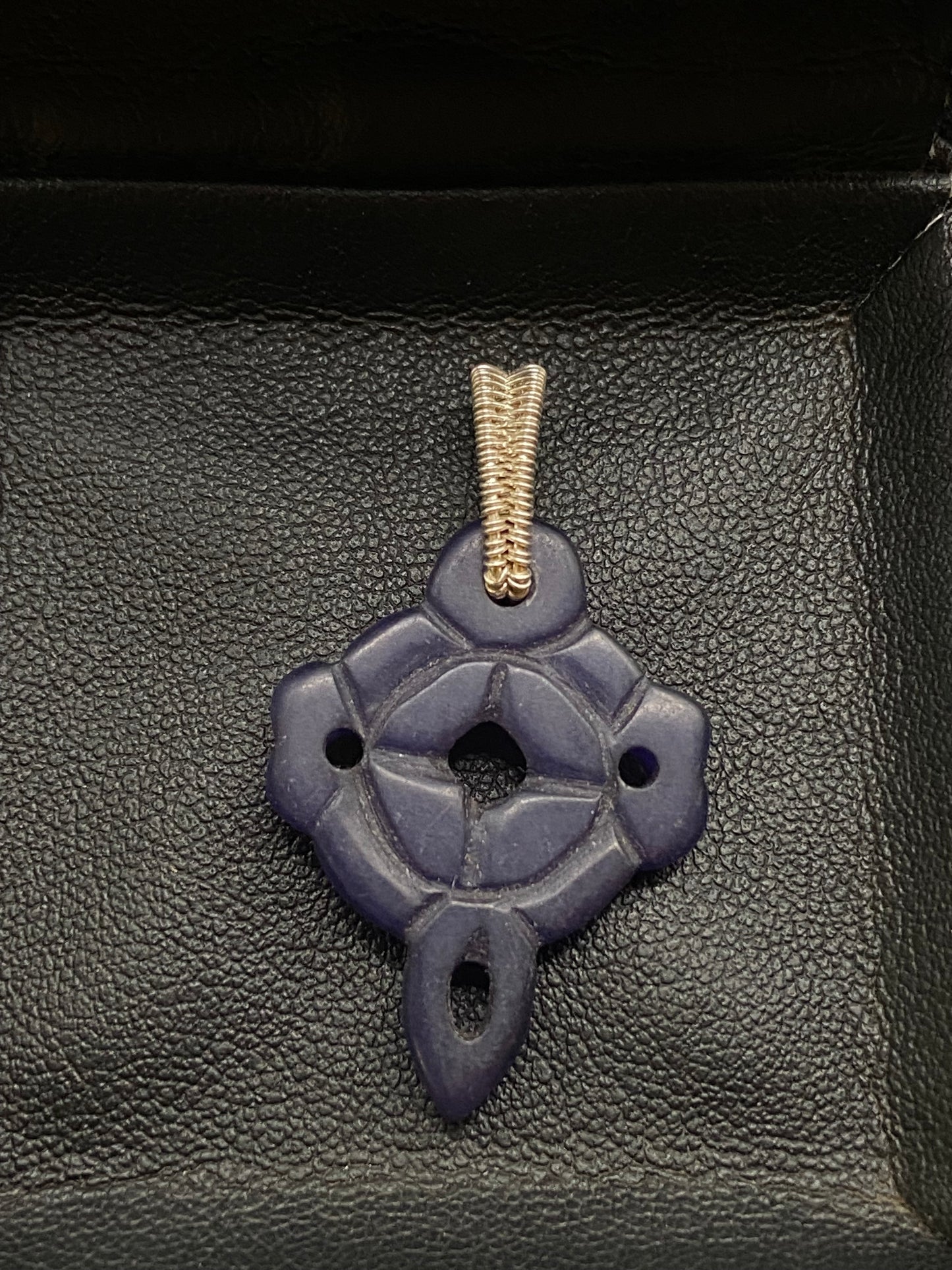 Wearable blue jade carving