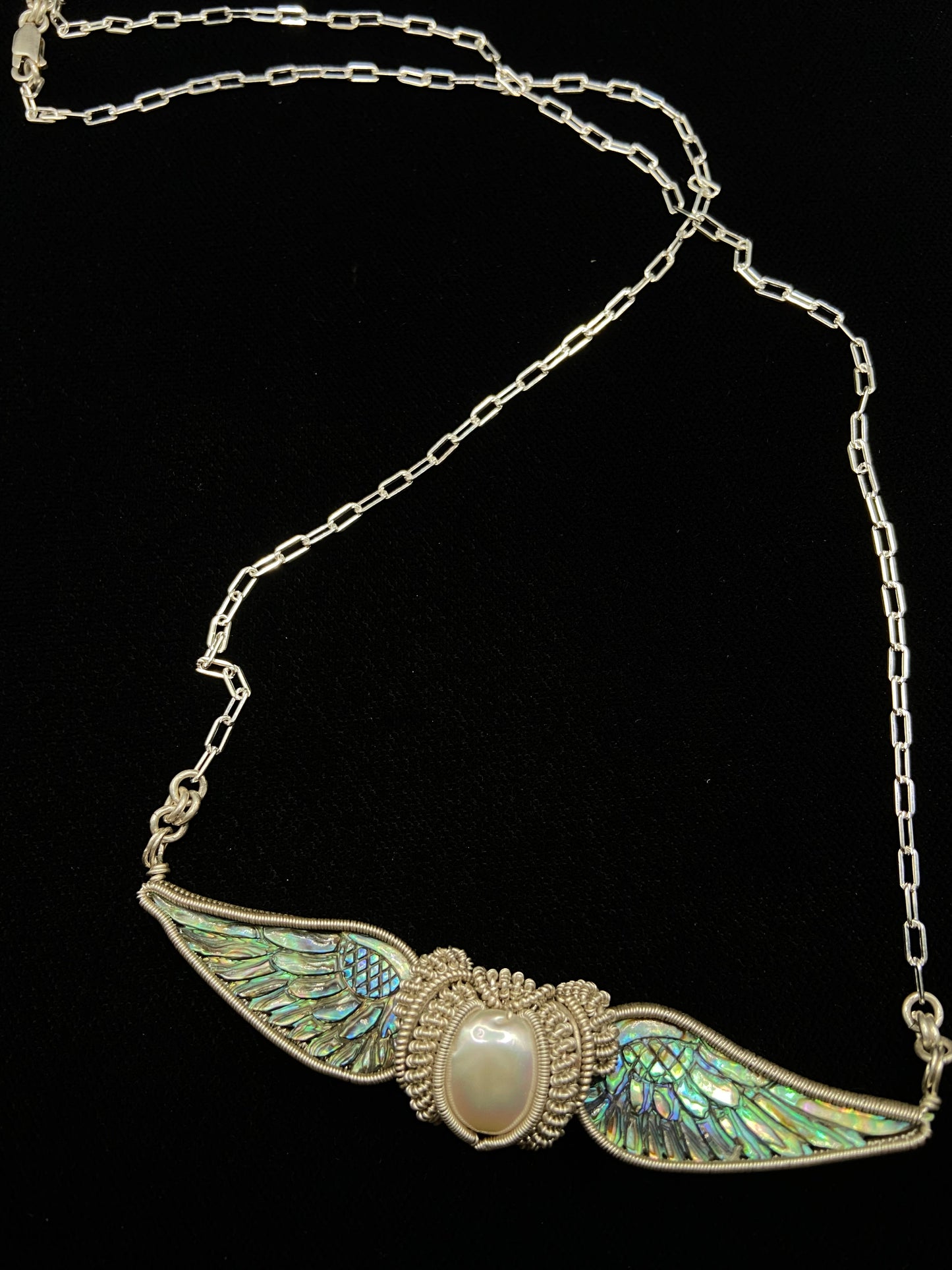 Pearl and Abalone winged pendant