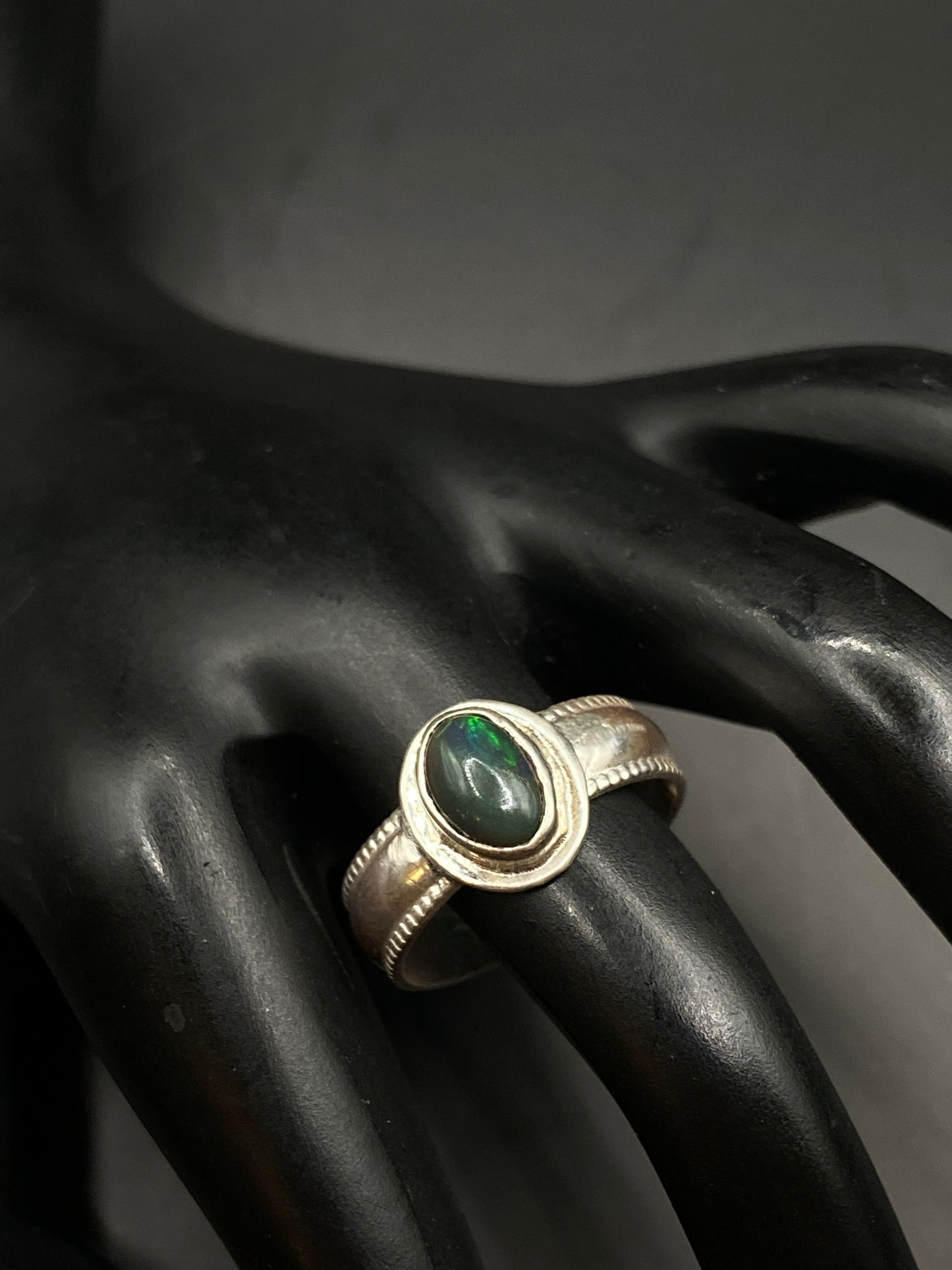 Australian black opal ring