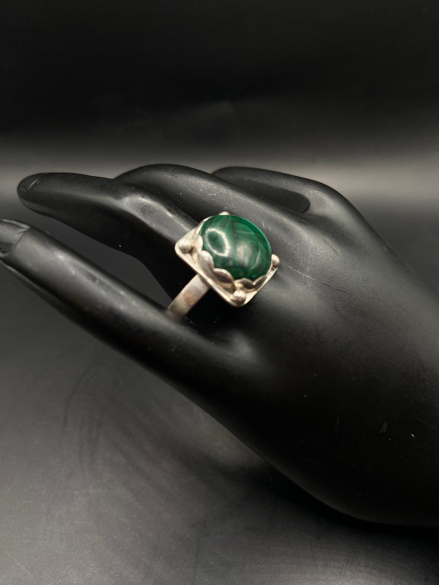 Sterling silver Malachite ring