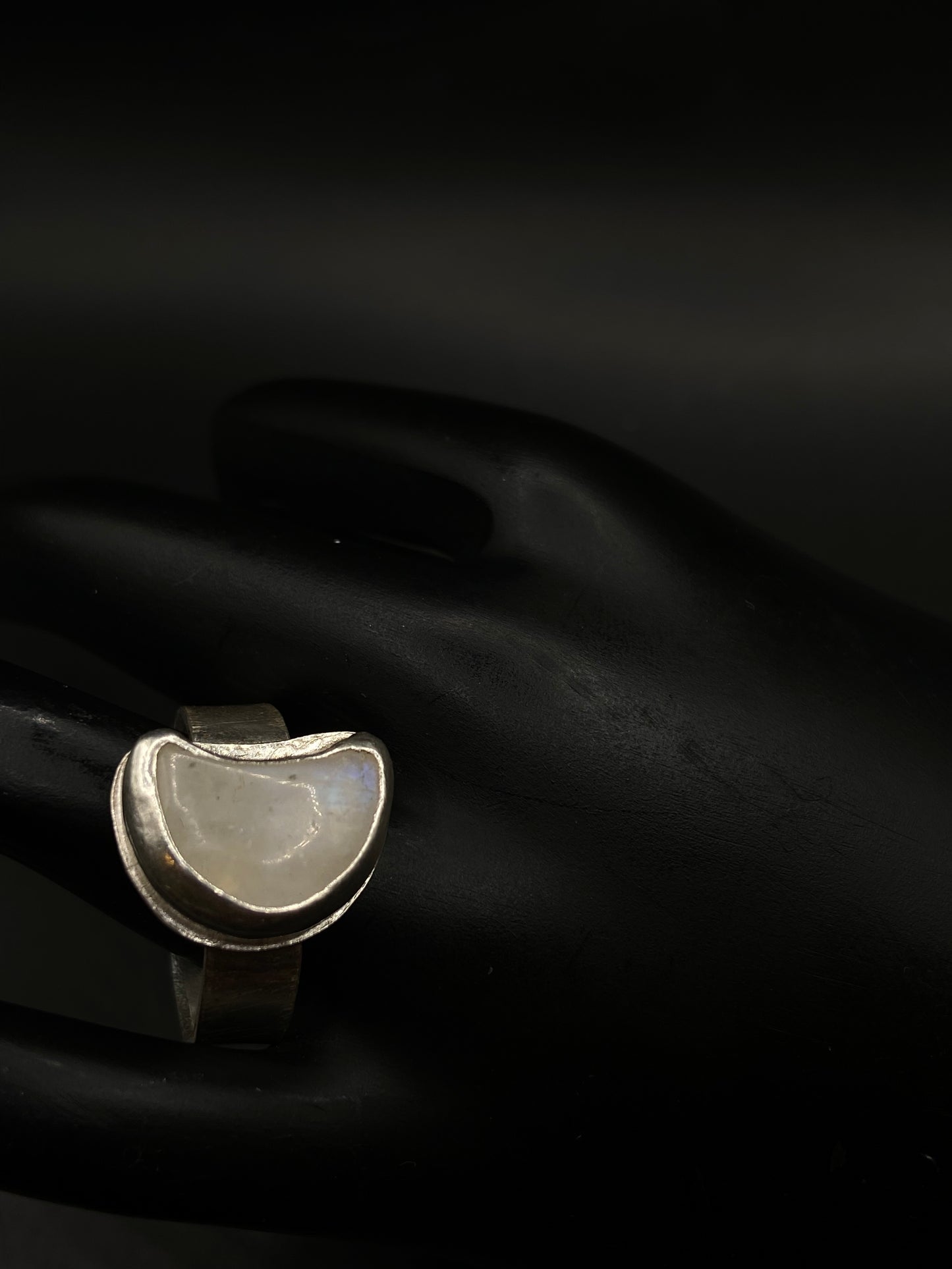 Moonstone moon ring