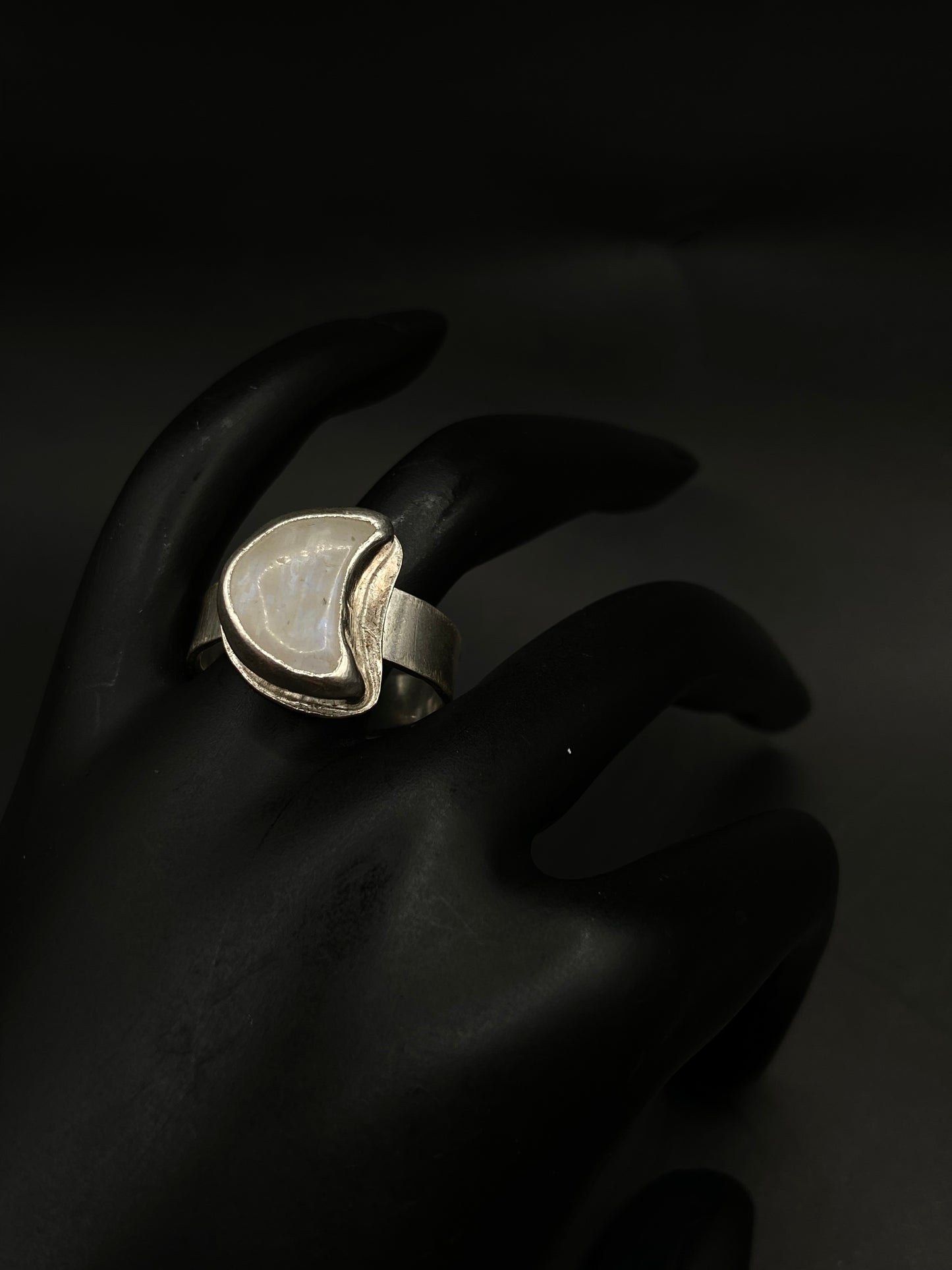 Moonstone moon ring