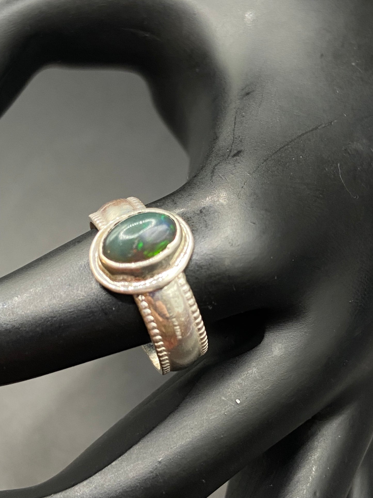 Australian black opal ring