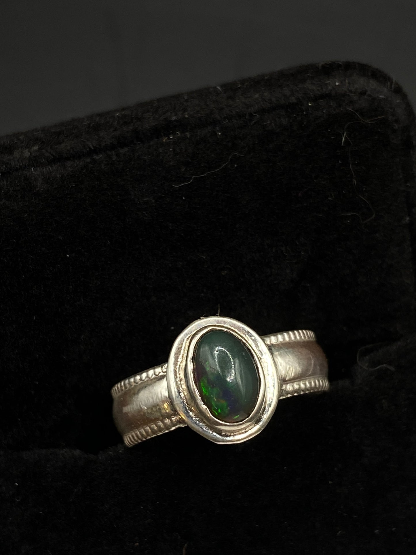 Australian black opal ring