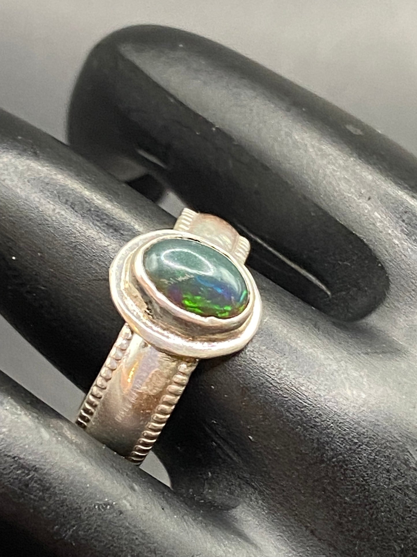 Australian black opal ring