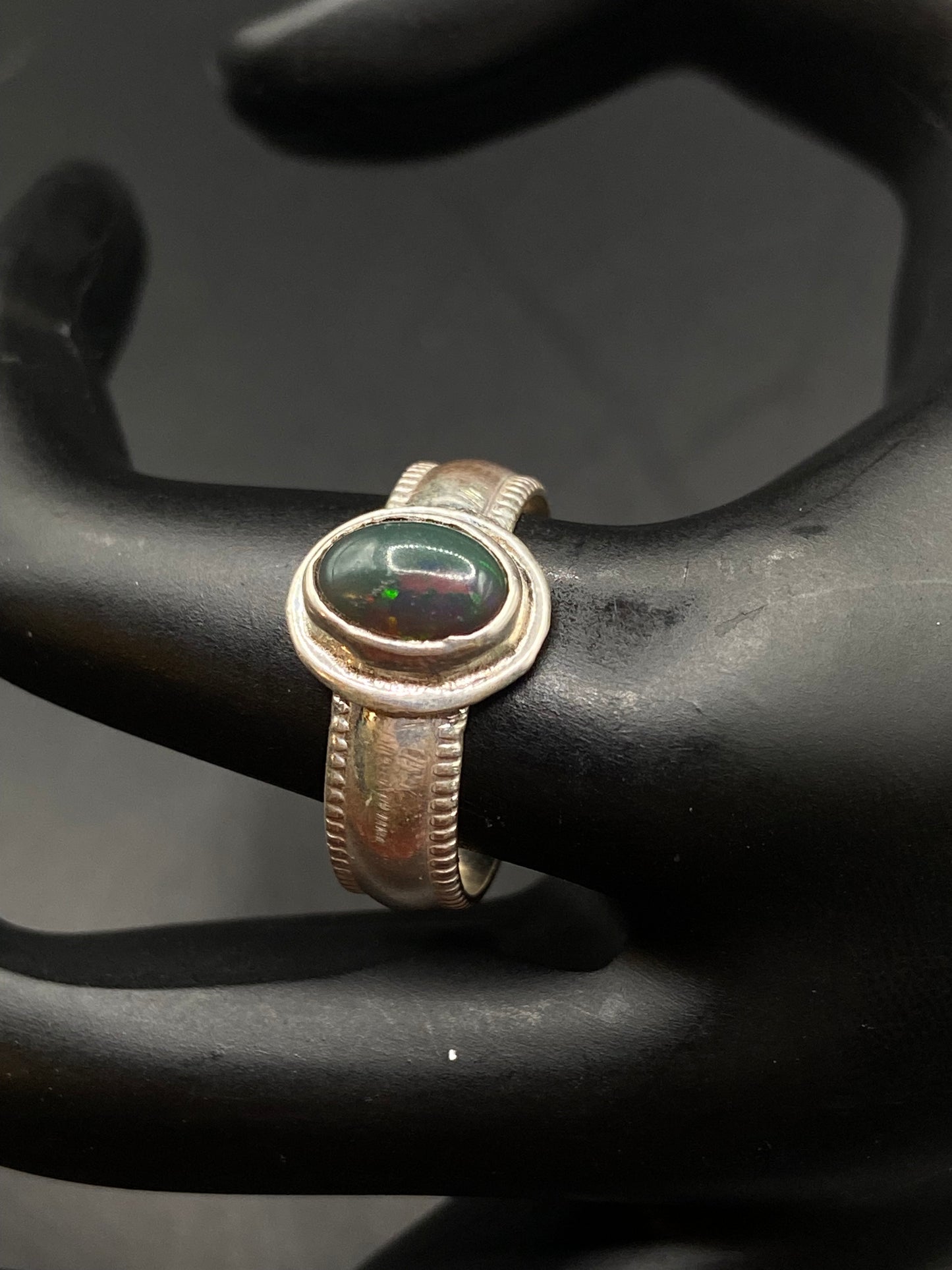 Australian black opal ring