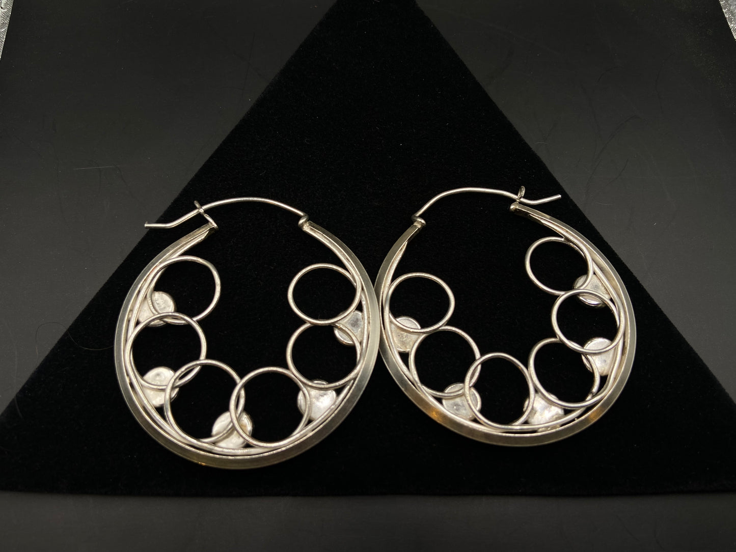 Sterling silver and onyx hoop earrings