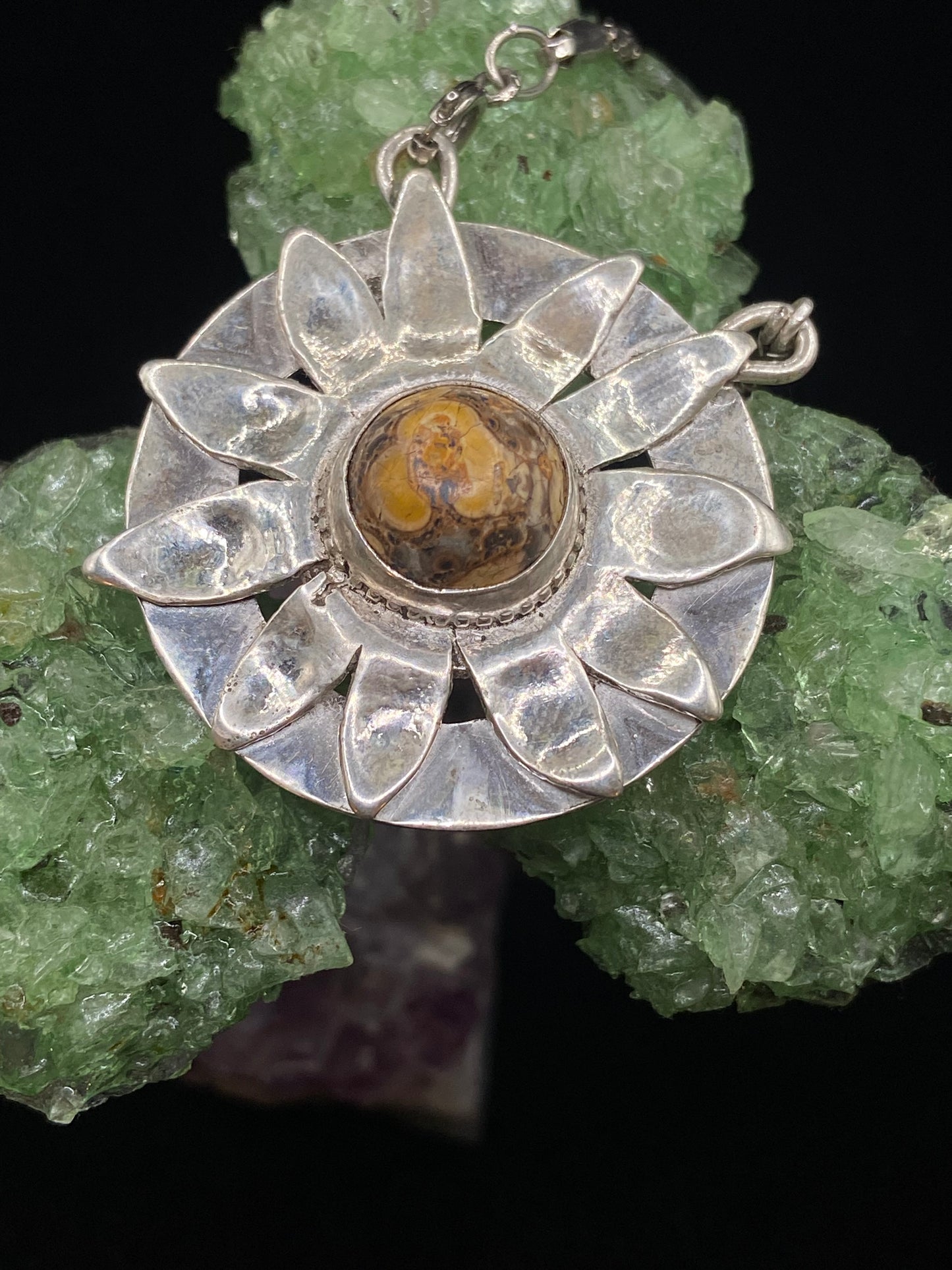 Sterling silver sunflower pendant