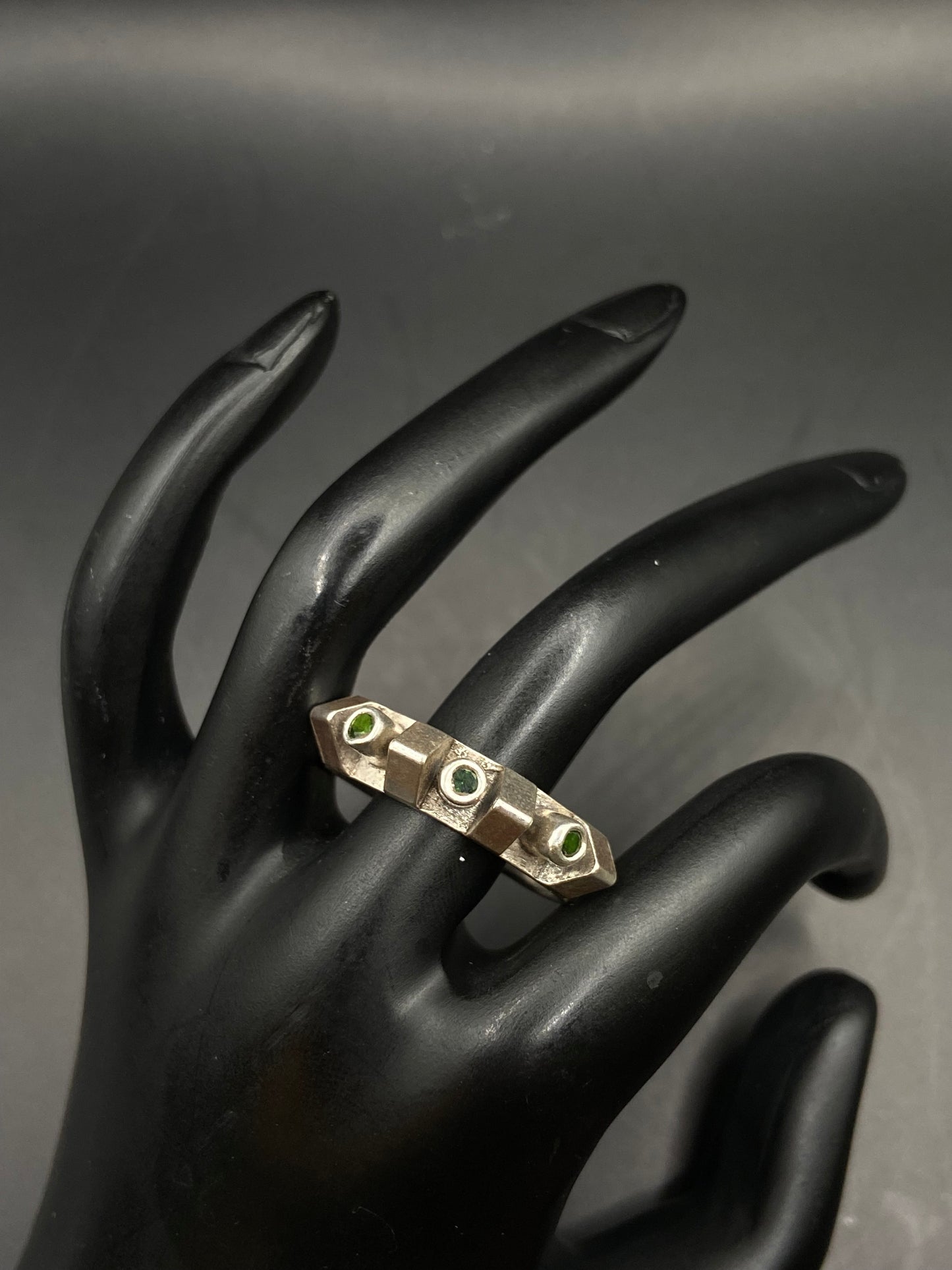 Tourmaline and silver ufo ring