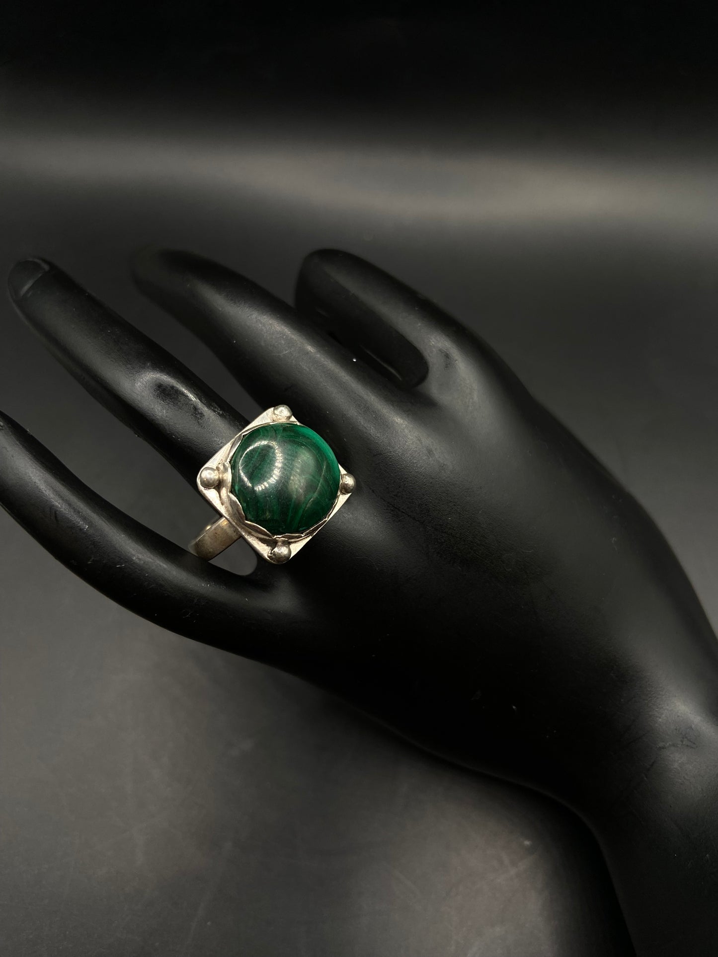 Sterling silver Malachite ring