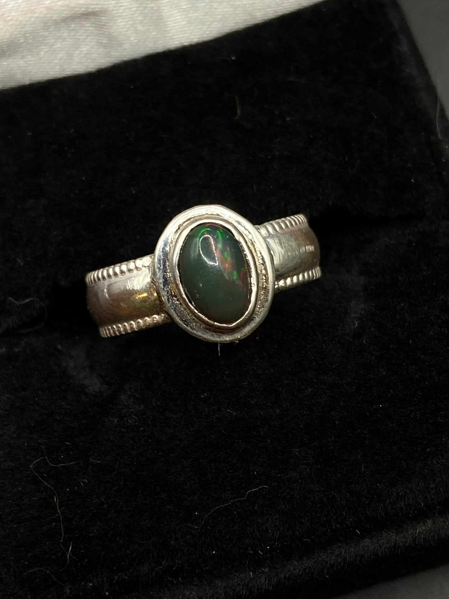 Australian black opal ring